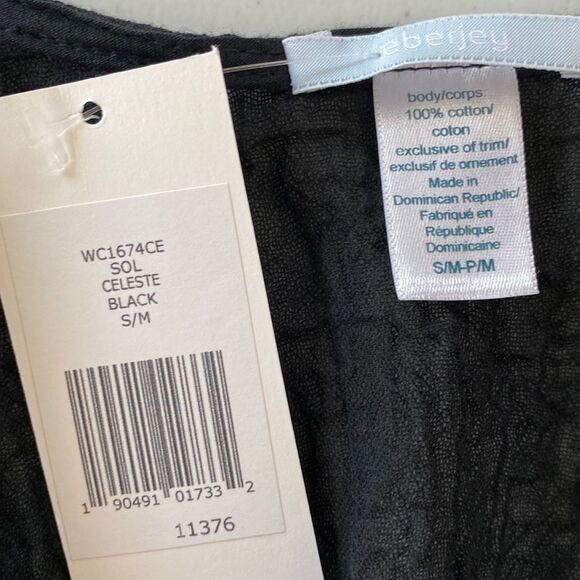 Eberjey Sol Celeste Short Sleeve V-Neck Lace Tunic Swim Coverup Gauze Oversized - Picture 11 of 15